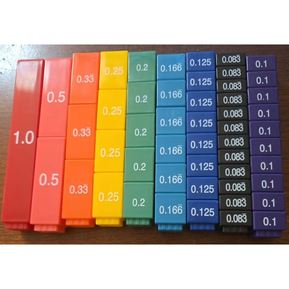 ETA Cuisenaire Fraction Tower Cubes Multicolored Fraction, Decimal, Percent